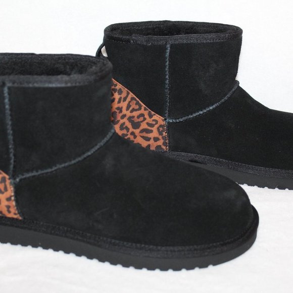 UGG KOOLABURRA MINI‎ SUEDE LEOPARD BOOTIES BLACK - Picture 4 of 8